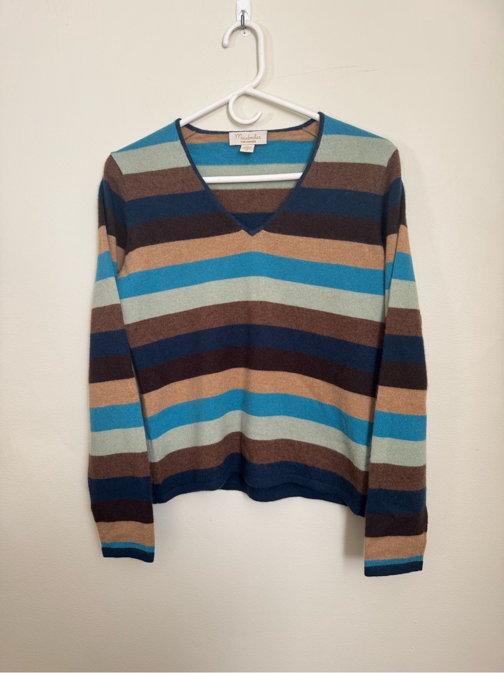 Cashmere Striped V-Neck Sweater